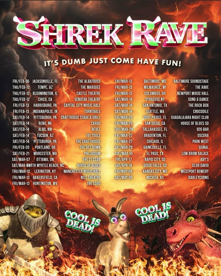 Shrek Rave Tour Poster 2026–2027